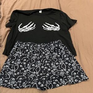 Skeleton Print Pajama Set
